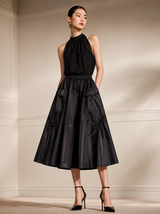 Eco Utility Drawstring Nylon Skirt