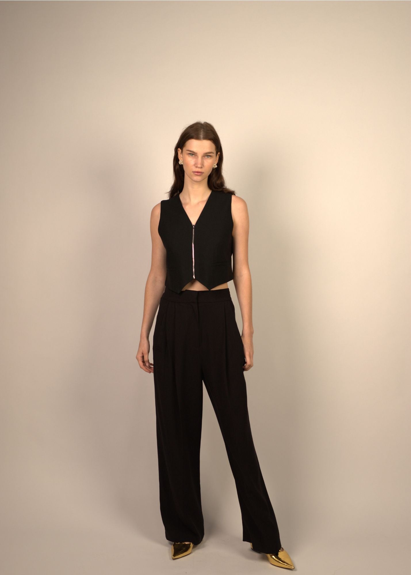 Alesha Sleeveless Front ZIp Top and Pant Sets