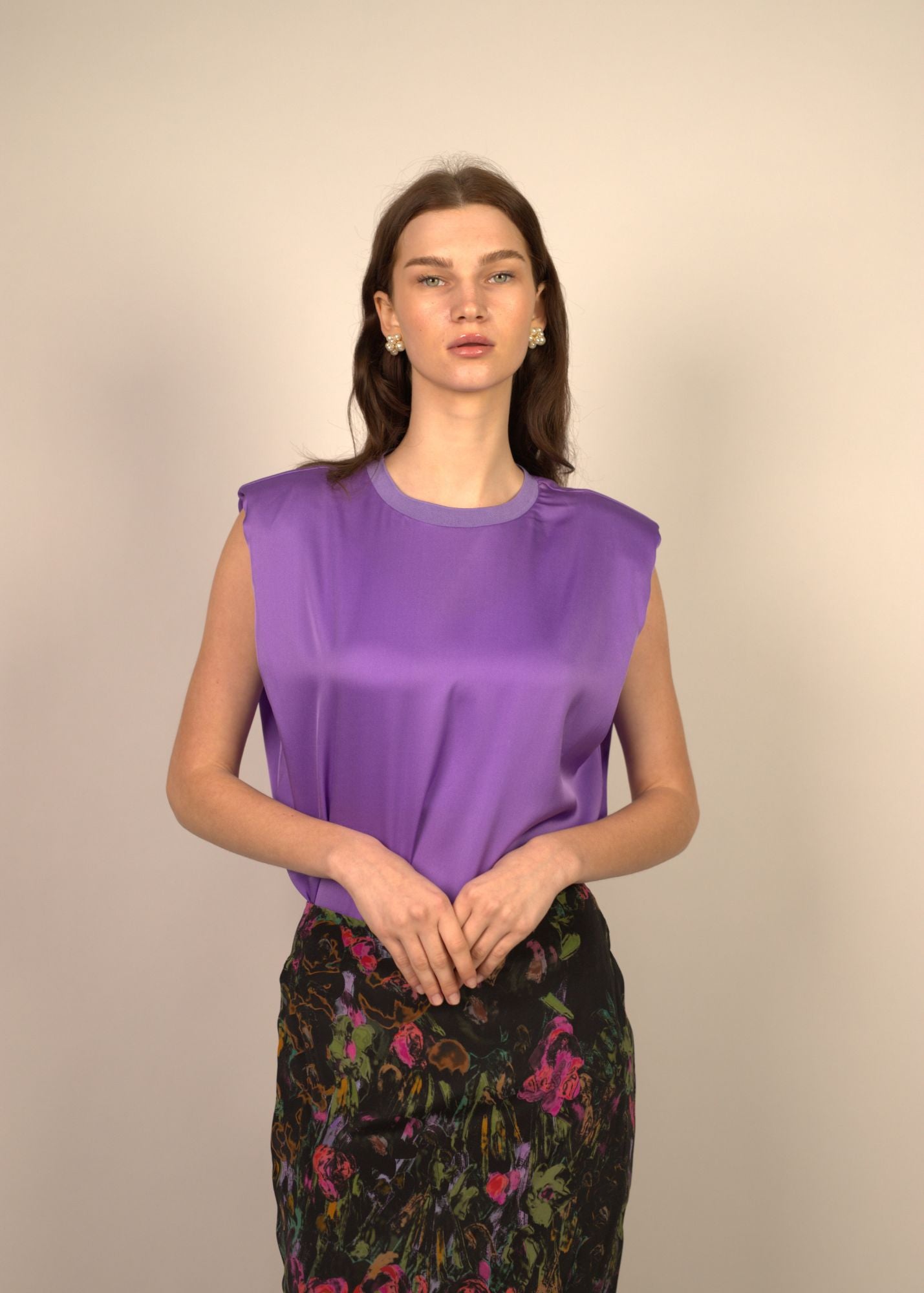 Irma Shoulder Pads Silk Top