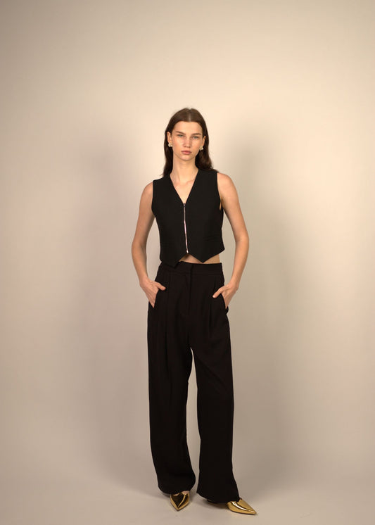 Alesha Sleeveless Front ZIp Top and Pant Sets