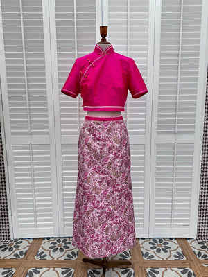 [BESPOKE]Natalie Waist Band Printed Silk Skirt