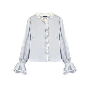 Carys Ruffle Collar Silk Blouse