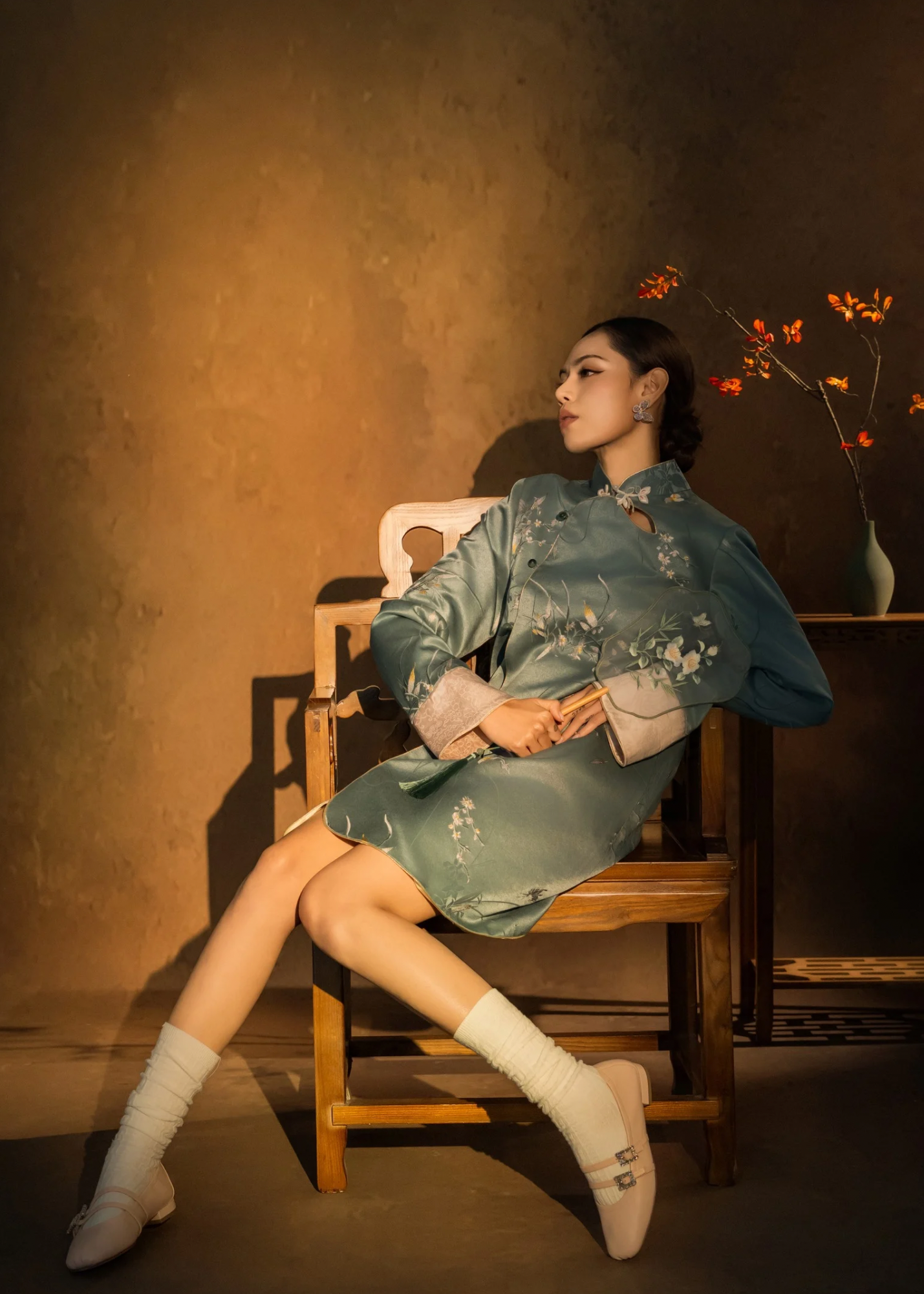 [Bespoke] XinXi Long Sleeve Keyhole Mini Cheongsam