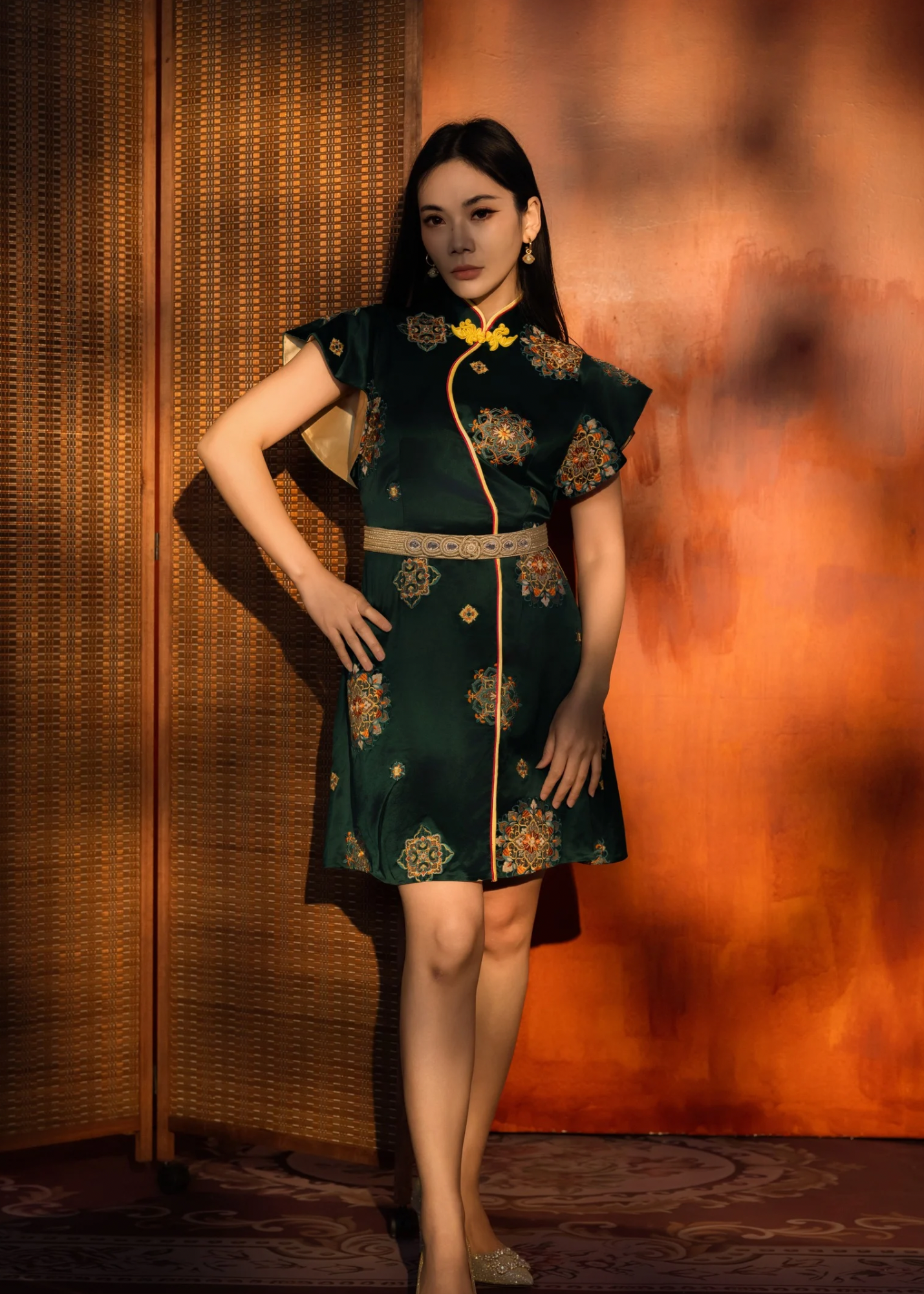 [Bespoke] QiHua Ruffle Sleeve Mini Cheongsam