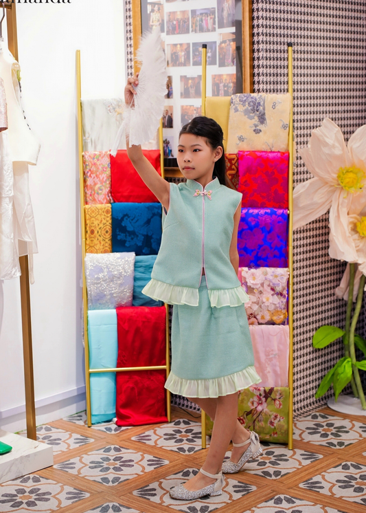 [Bespoke] MeiHua Sleeveless Ruffle SuitSet - Kids