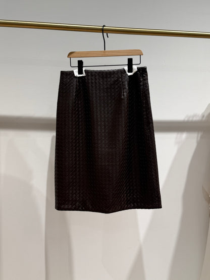 Checked Leather Mini Skirt