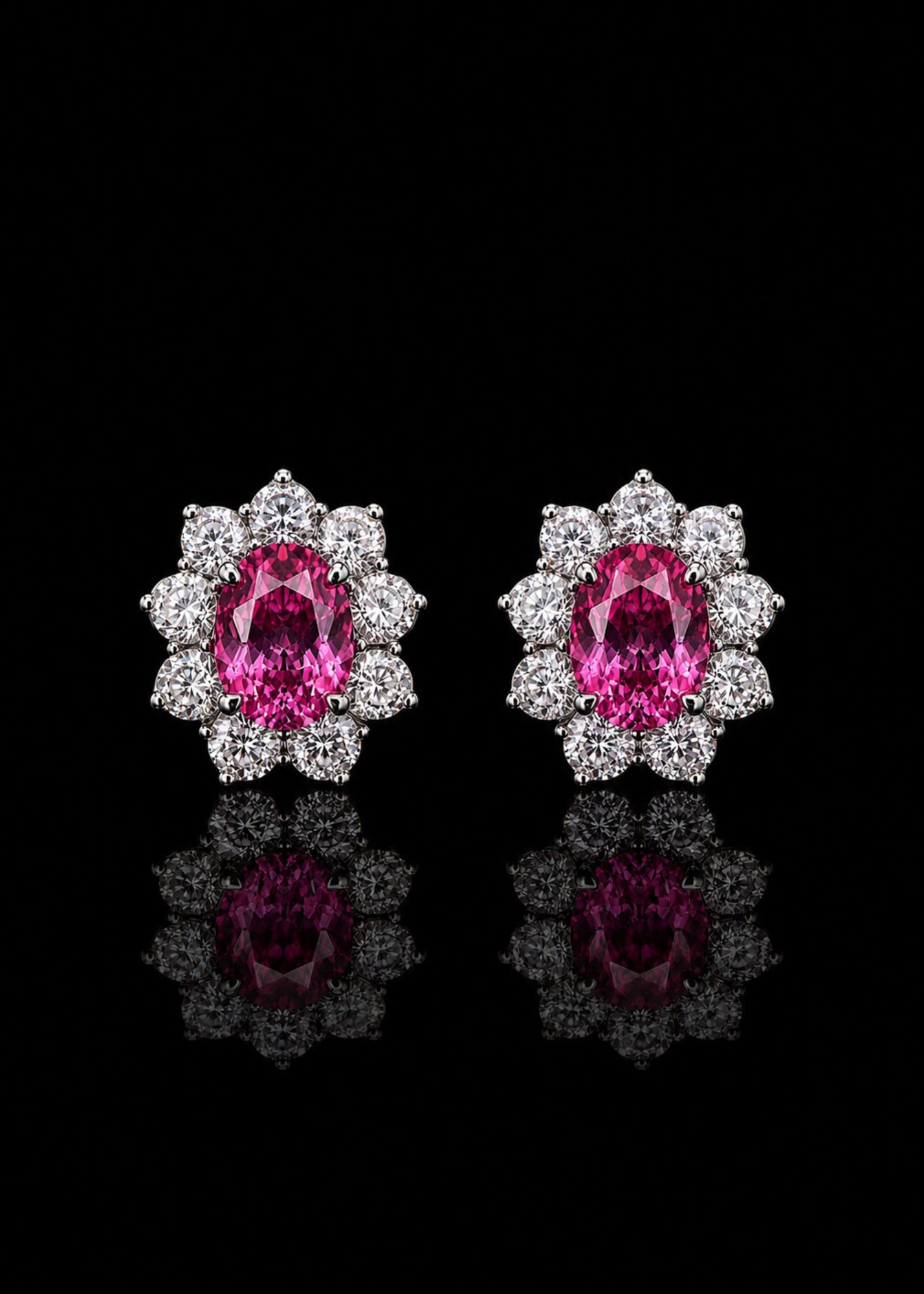 Fuchsia Bloom Pink Sapphire Stud Earrings