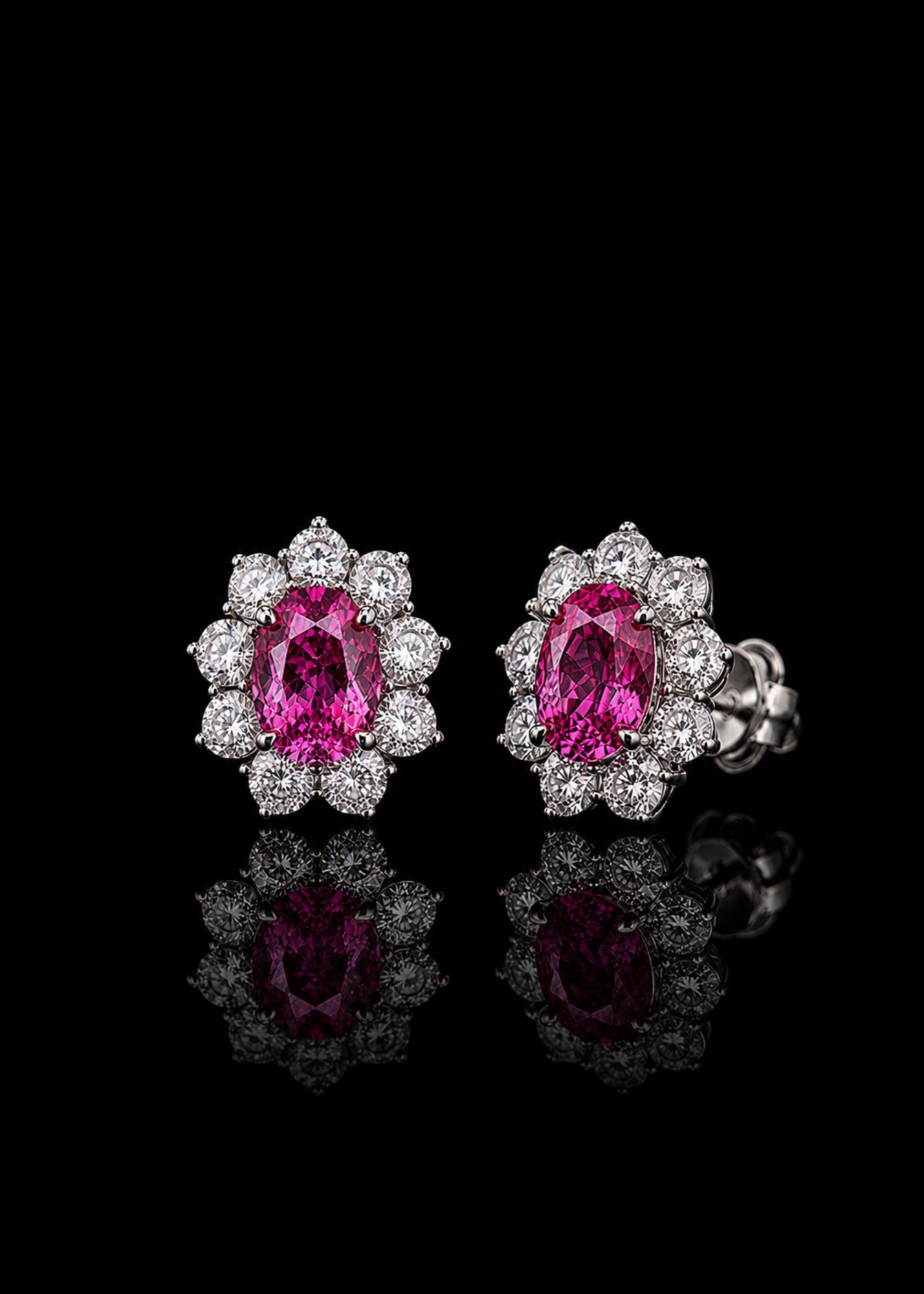Fuchsia Bloom Pink Sapphire Stud Earrings