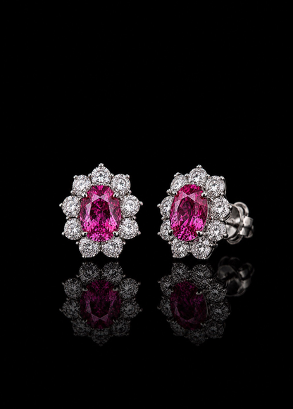Fuchsia Bloom Pink Sapphire Stud Earrings
