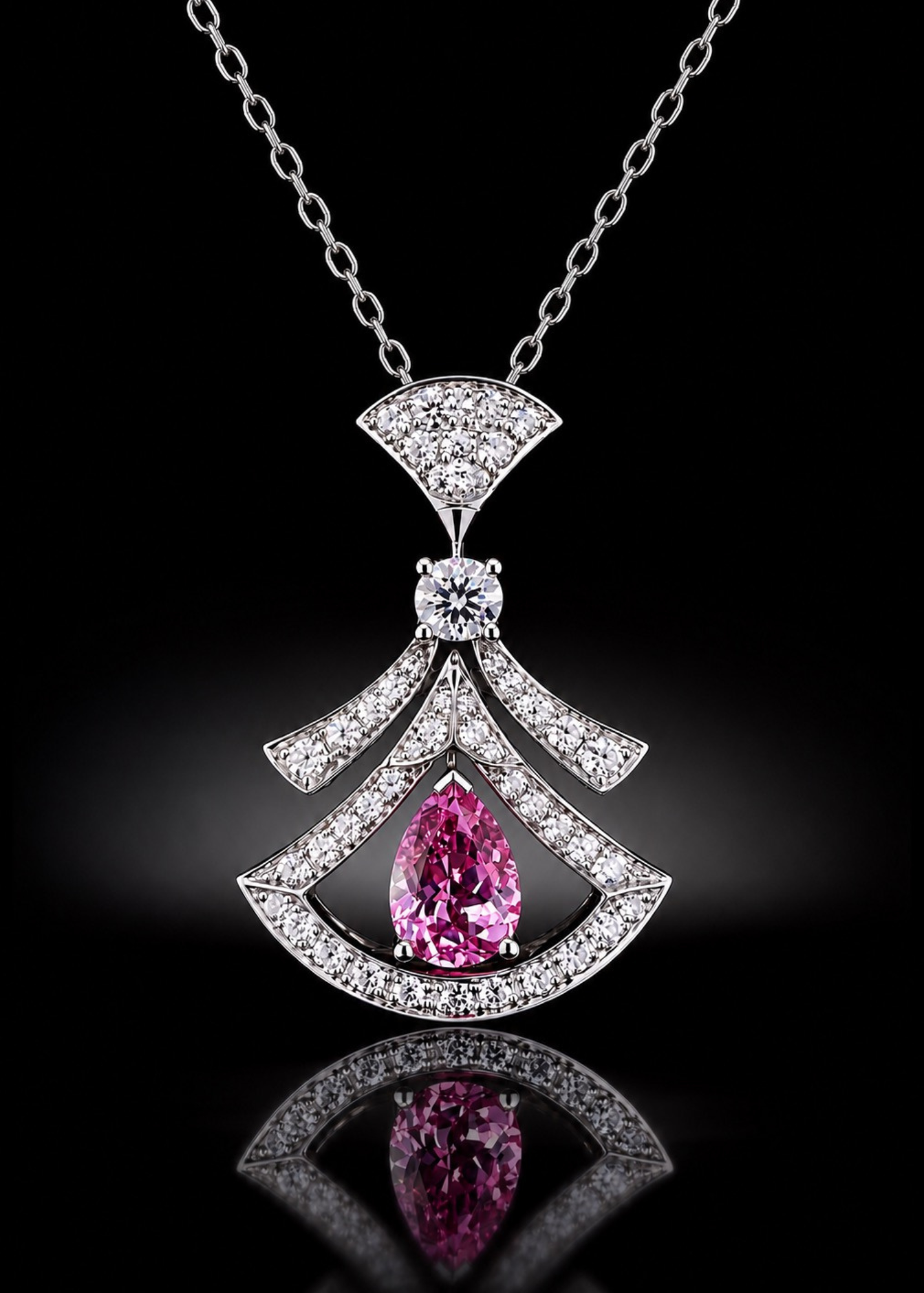 Crimson Feather Pink Sapphire Necklace