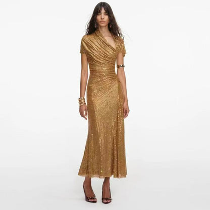 Celestial Gold Drape Dress