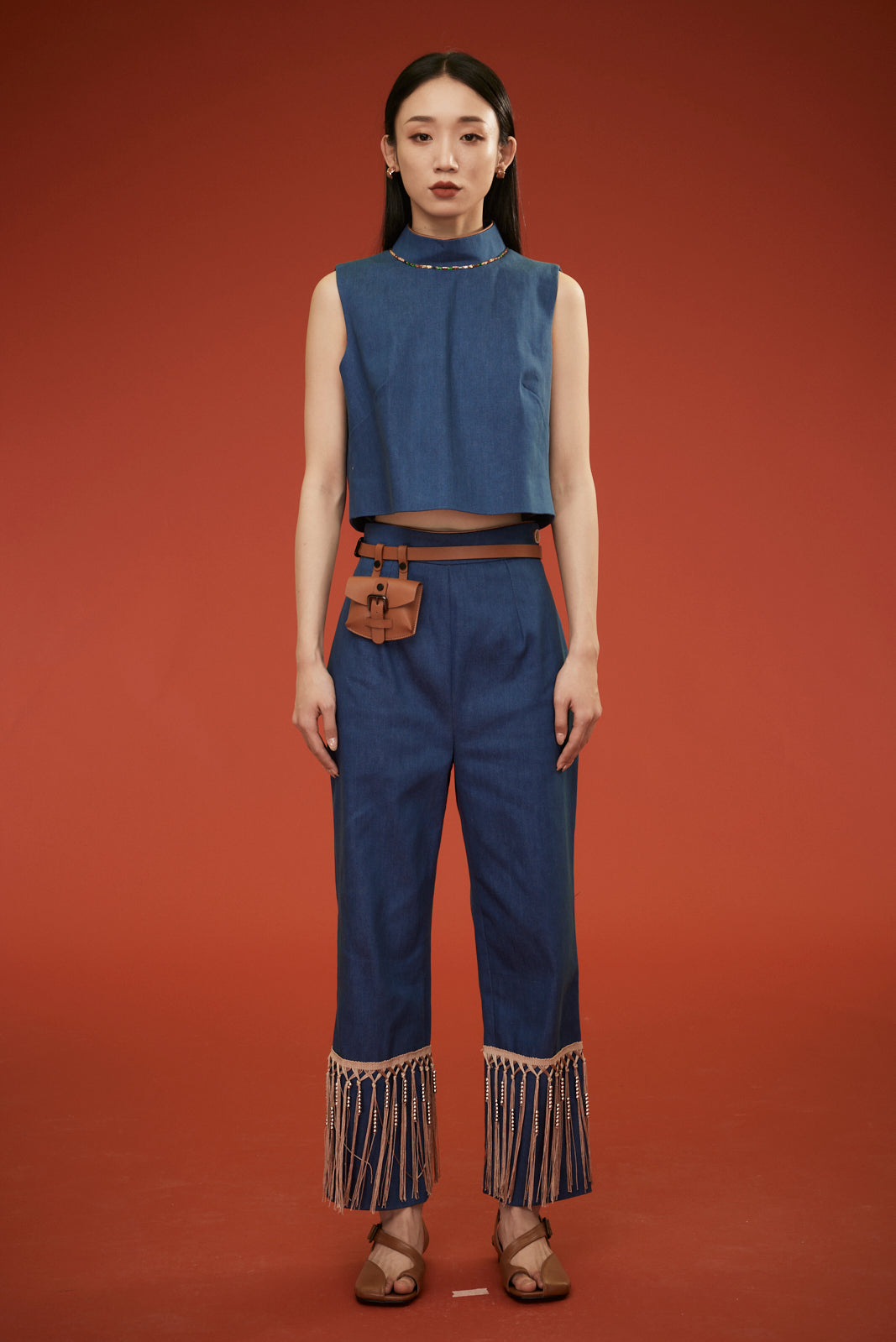ShangGuan Sleeveless Denim Top