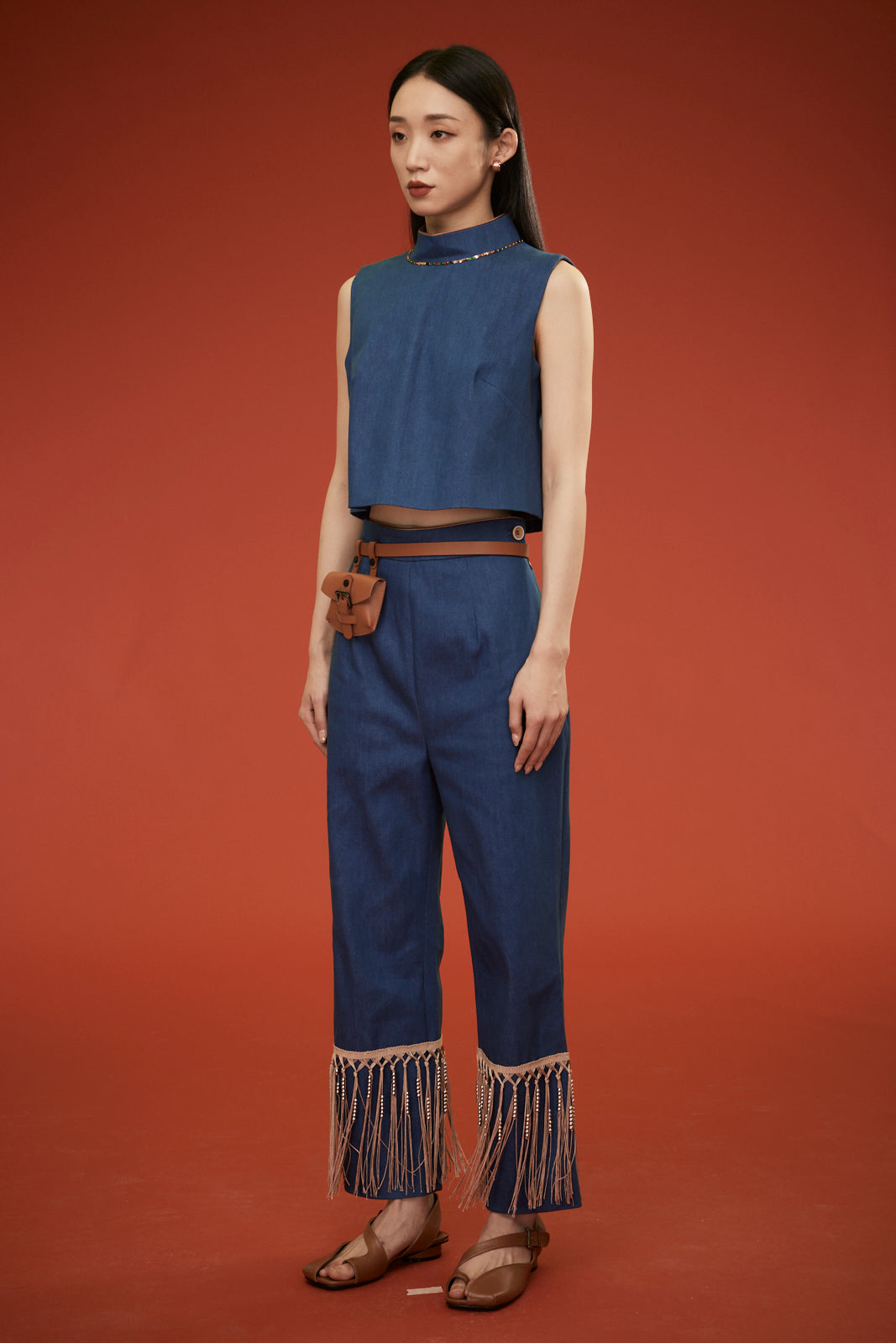 ShangGuan Sleeveless Denim Top