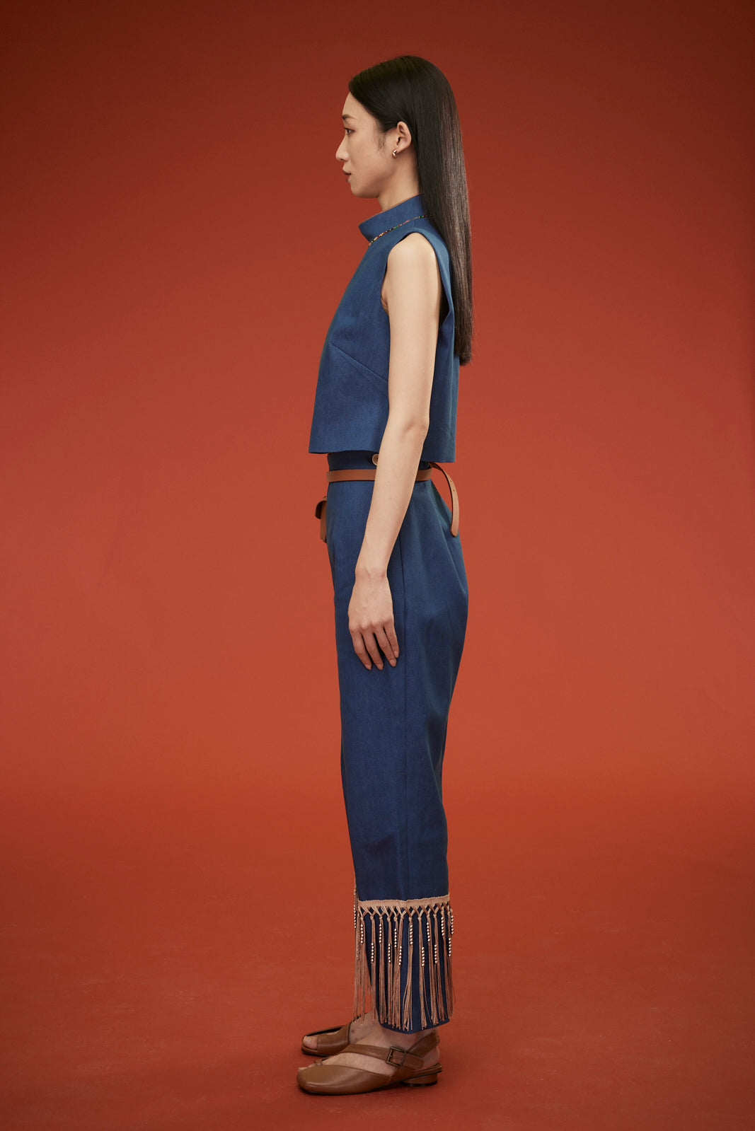 ShangGuan Sleeveless Denim Top