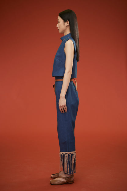 ShangGuan Sleeveless Denim Top