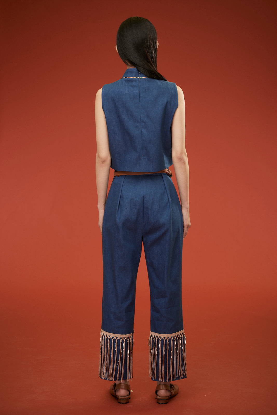ShangGuan Sleeveless Denim Top