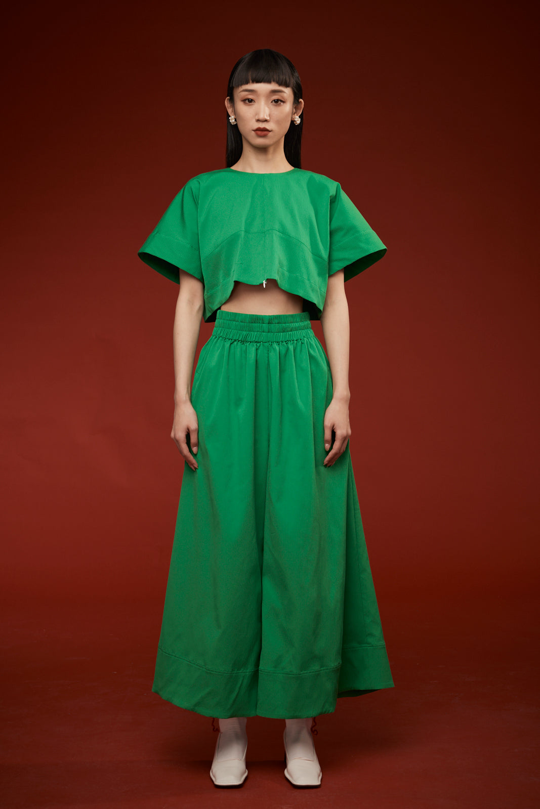 AnRu Elastic Waist Wide Leg Pants