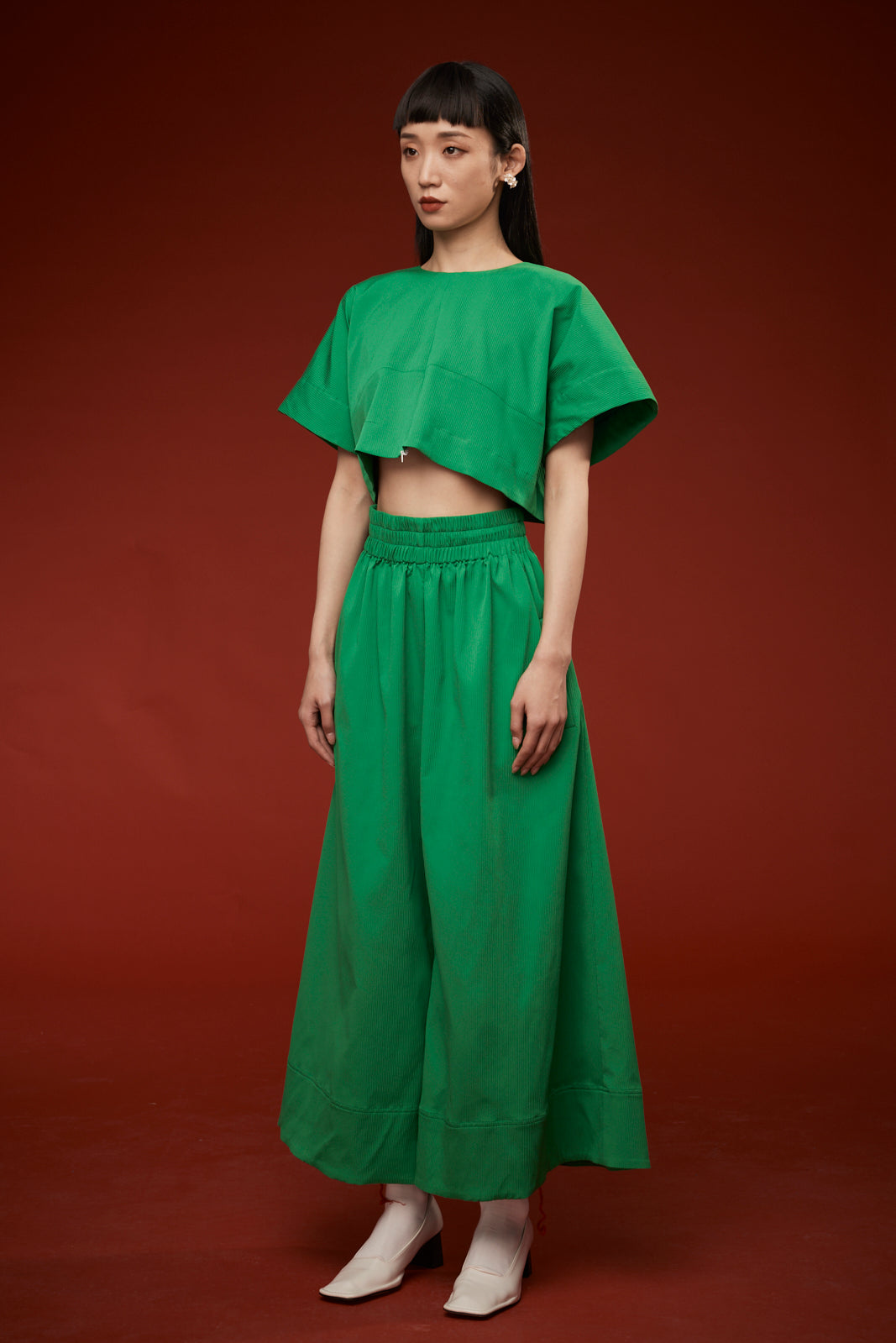 AnRu Elastic Waist Wide Leg Pants