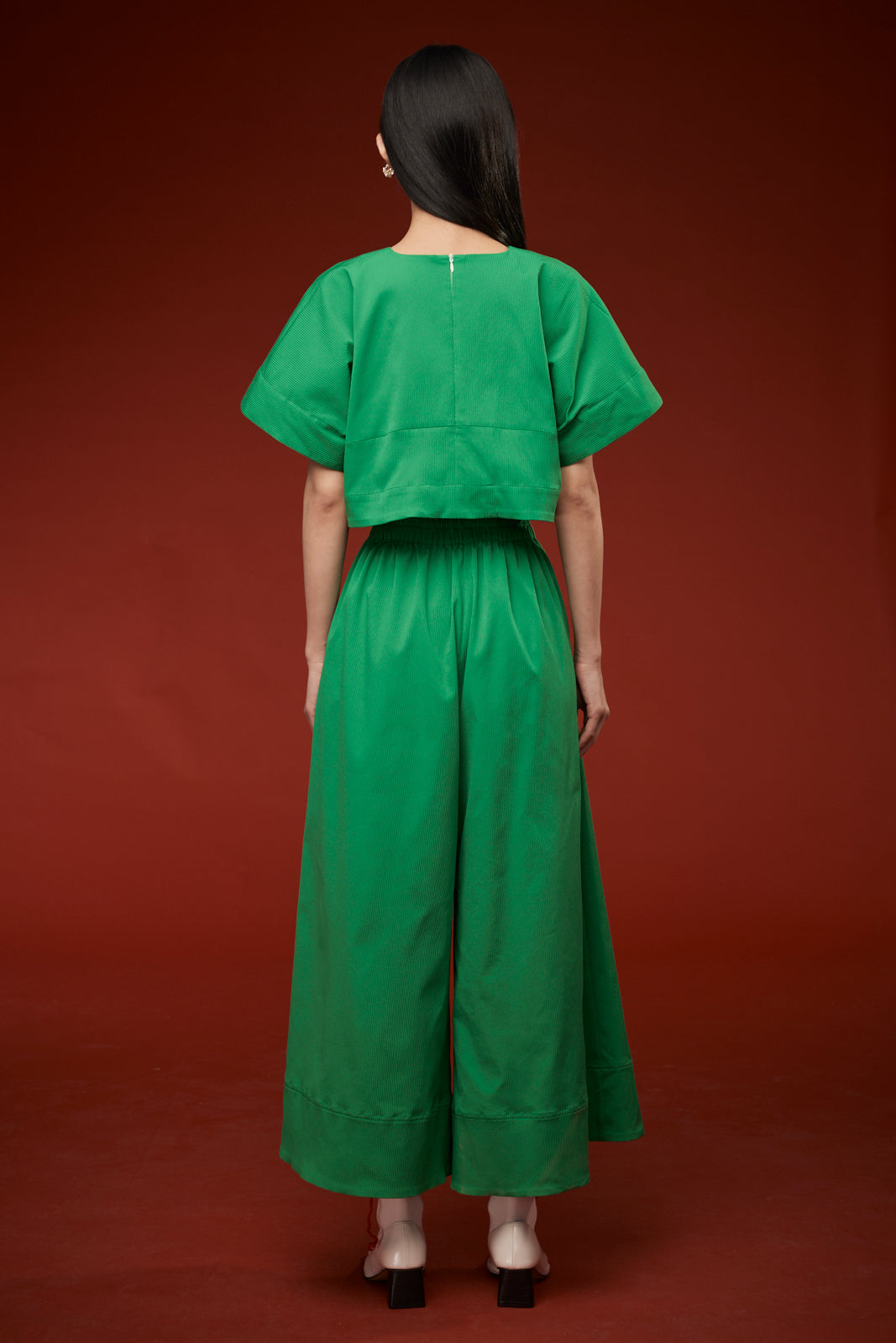 AnRu Elastic Waist Wide Leg Pants