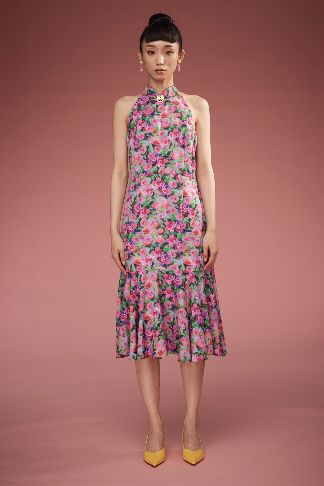 jing pink dress Jing Lace Cheongsam Dress