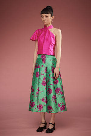 Qing Floral Pleated Skirt