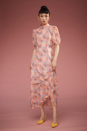 YuXin Mandarin Collar Asymetrical Dress