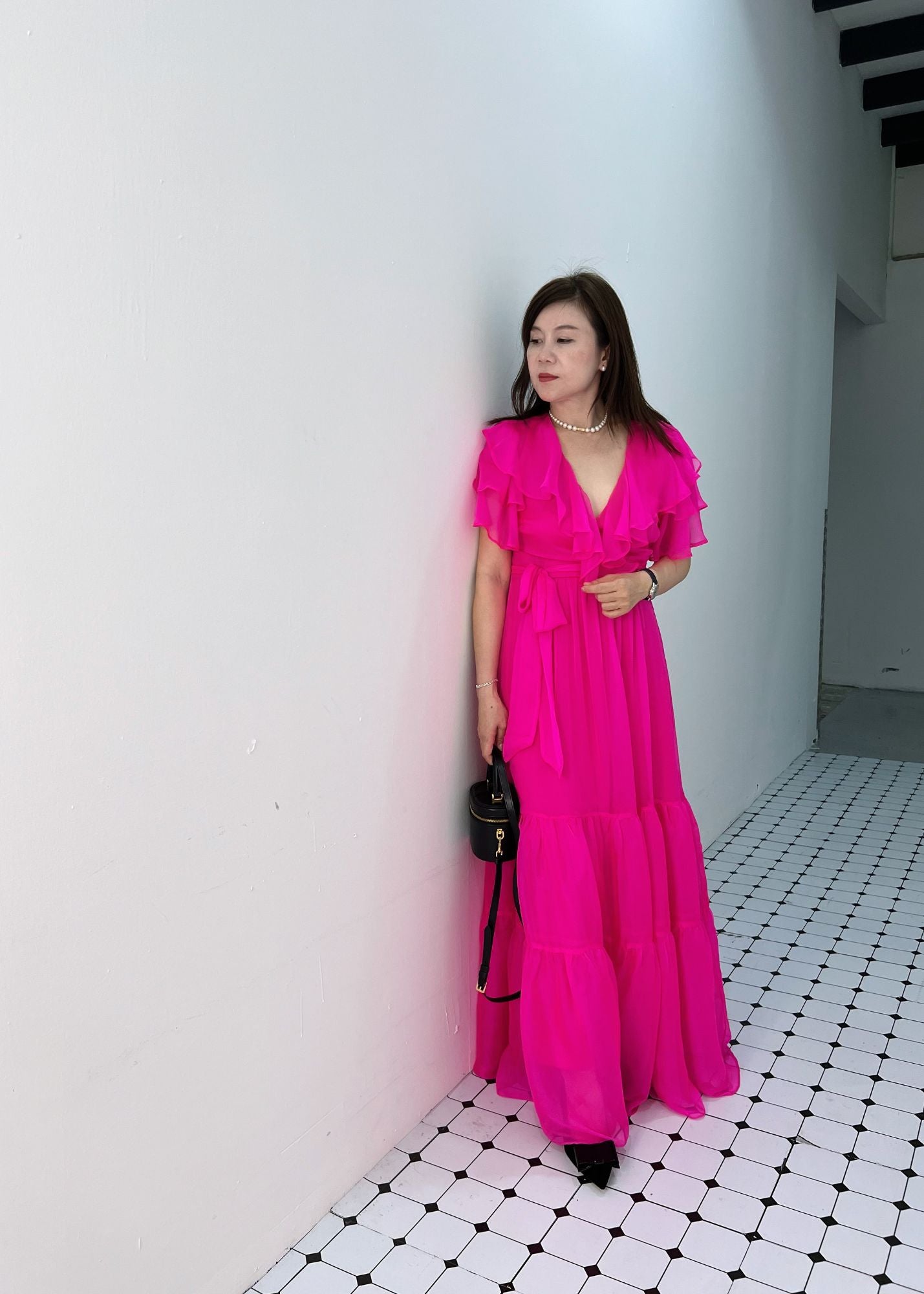 [BESPOKE] Nettie Silk Ruffles Maxi Dress