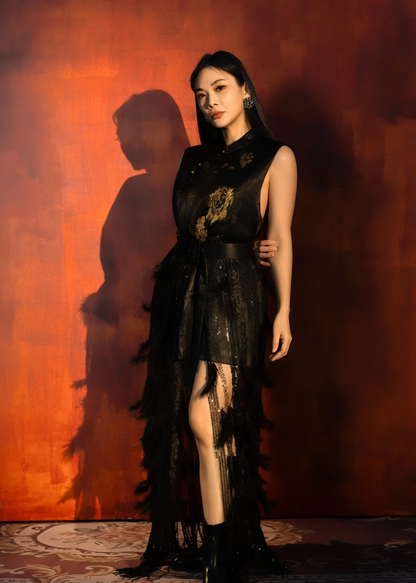 Diya Sleeveless Oriental Mandarin Mini Cheongsam