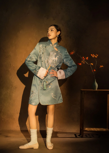 [Bespoke] XinXi Long Sleeve Keyhole Mini Cheongsam