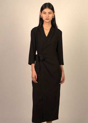 Ramona Over Wrap Tie Sleeve Dress