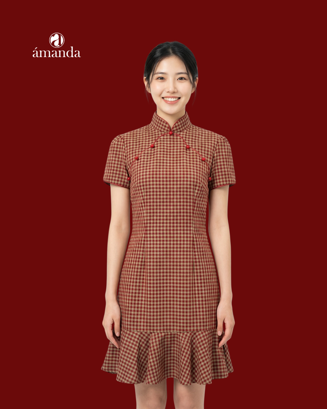 [Bespoke] Yan Lin Puffy Sleeve Mini Cheongsam - Sample