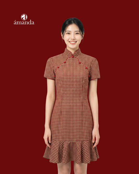 [Bespoke] Yan Lin Puffy Sleeve Mini Cheongsam - Sample
