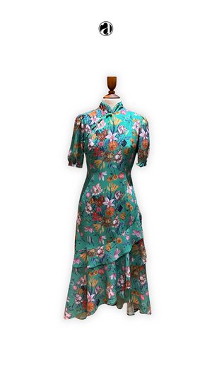 Yuxi Silk Chiffon Asymmetrical Dress