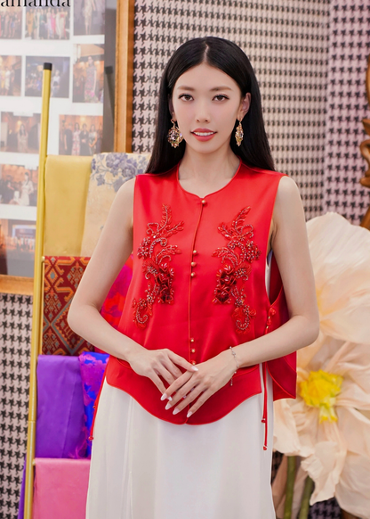 Mei Embellished Silk Vest