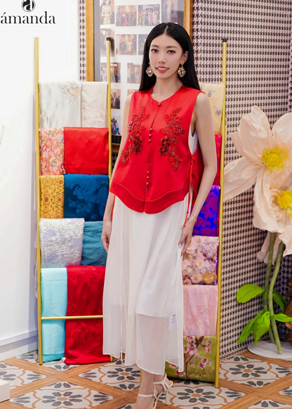 Mei Embellished Silk Vest