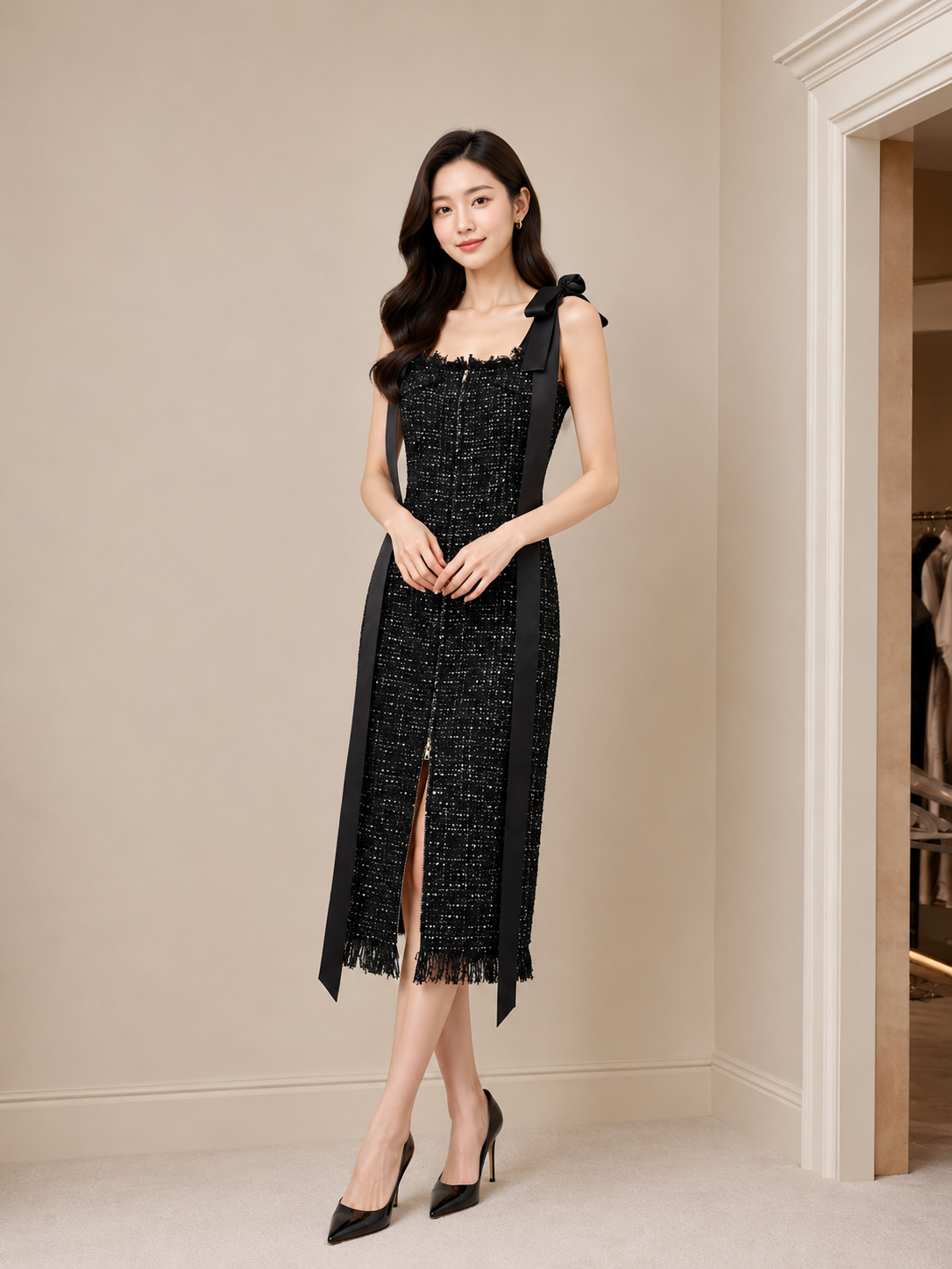 Chérie Detachable Bow Strap Dress