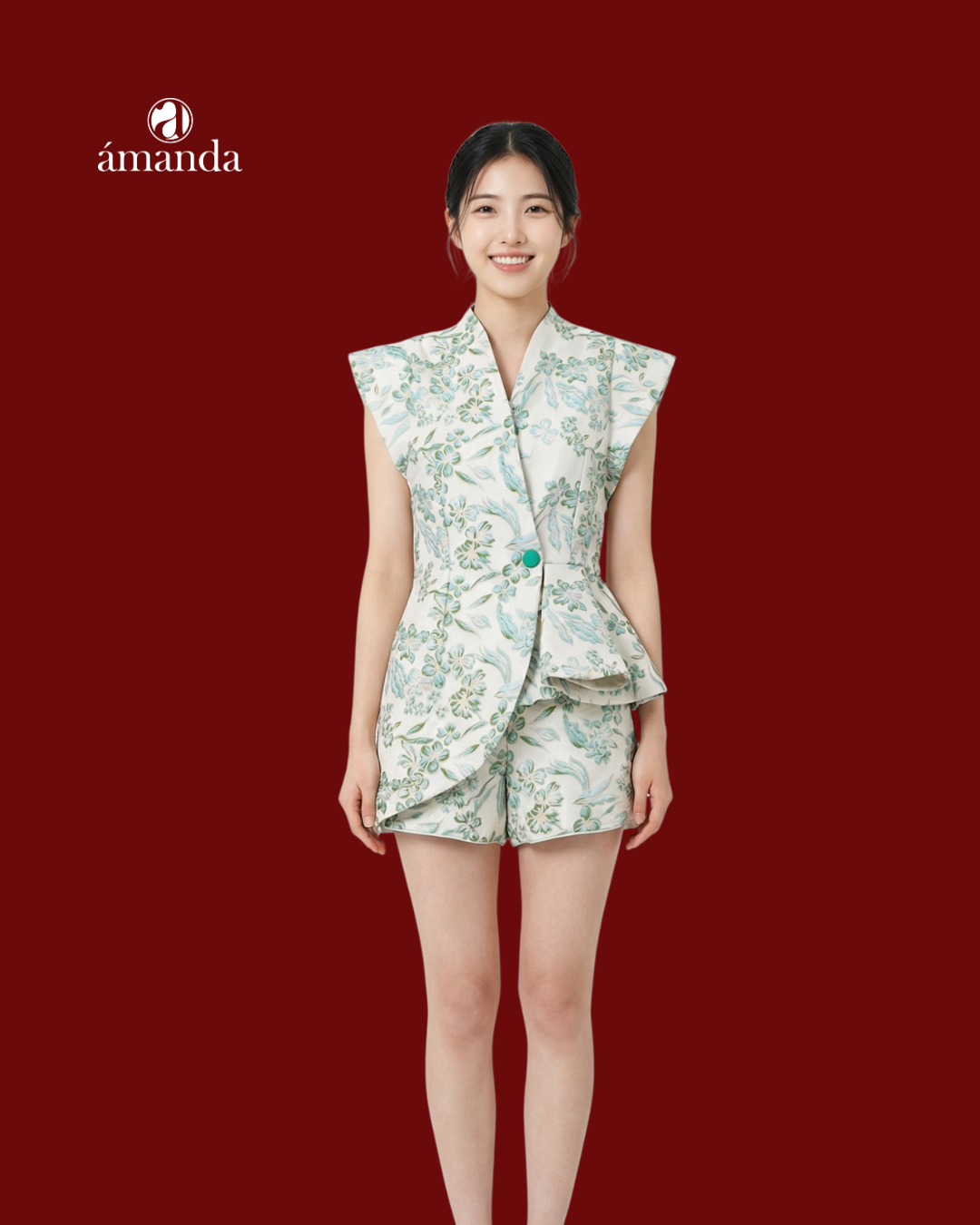 [Bespoke] Jin Yu Asymmetrical Oriental Top + Short