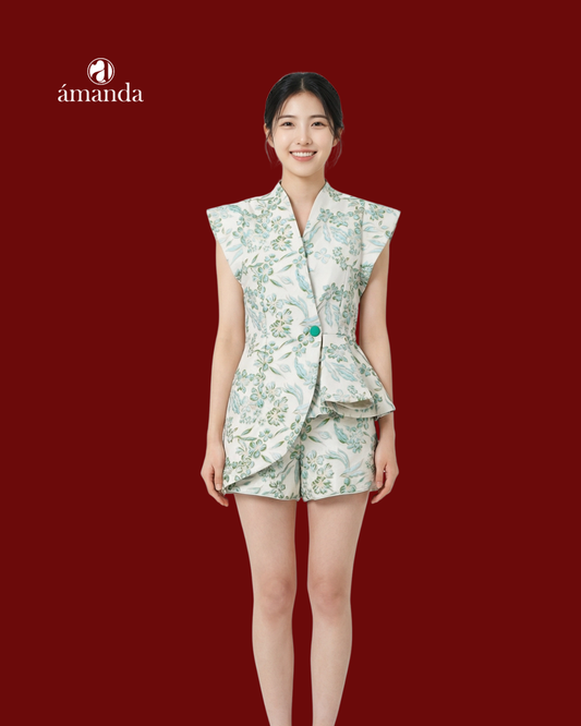 [Bespoke] Jin Yu Asymmetrical Oriental Top + Short