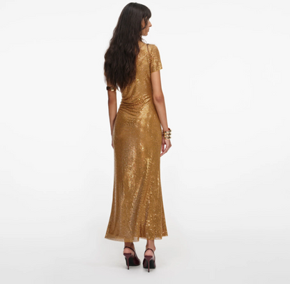 Celestial Gold Drape Dress