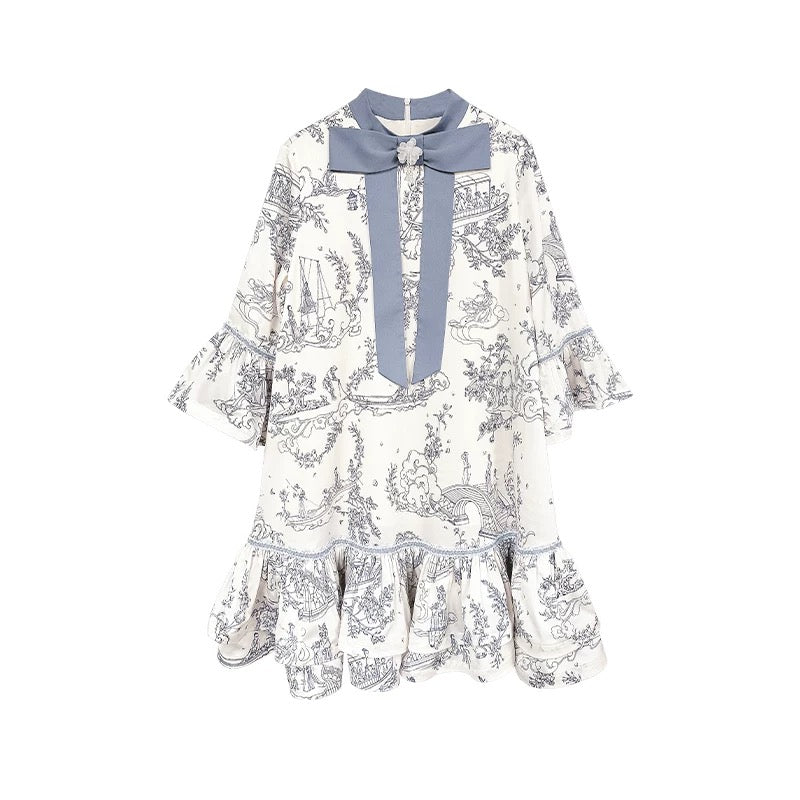 Calanthe Printing Silky Flowy Dress