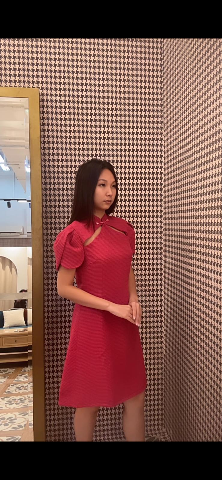 [SAMPLE] Hot Pink Tweed Mini Cheongsam