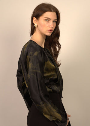 Aubree Wrap Silk Blouse