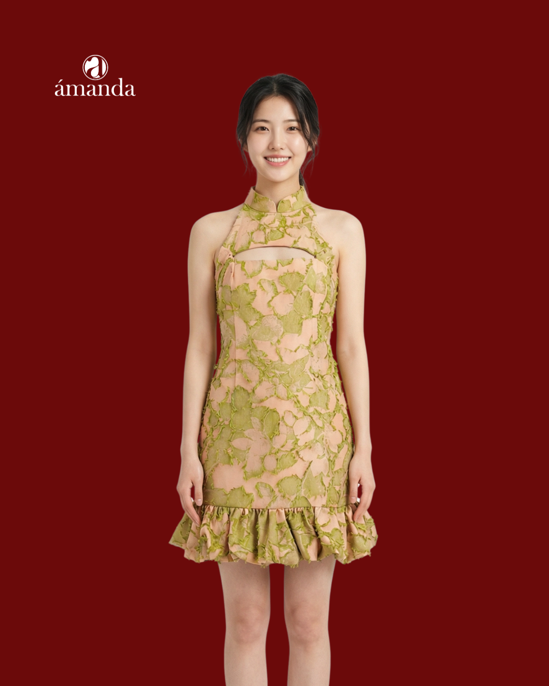[Bespoke] Han Mei Keyhole Halter Neck Modern Cheongsam