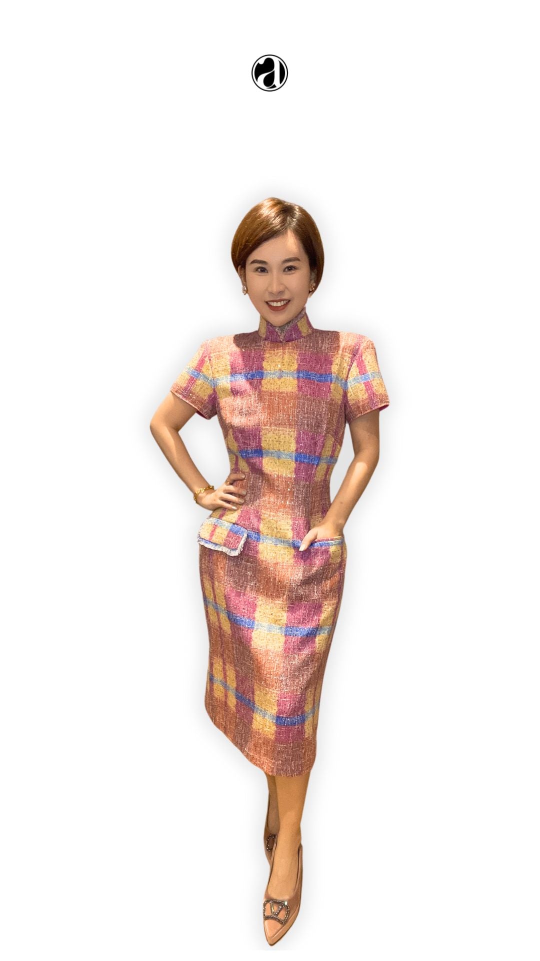 Xue Tweed Mandarin Collar Dress