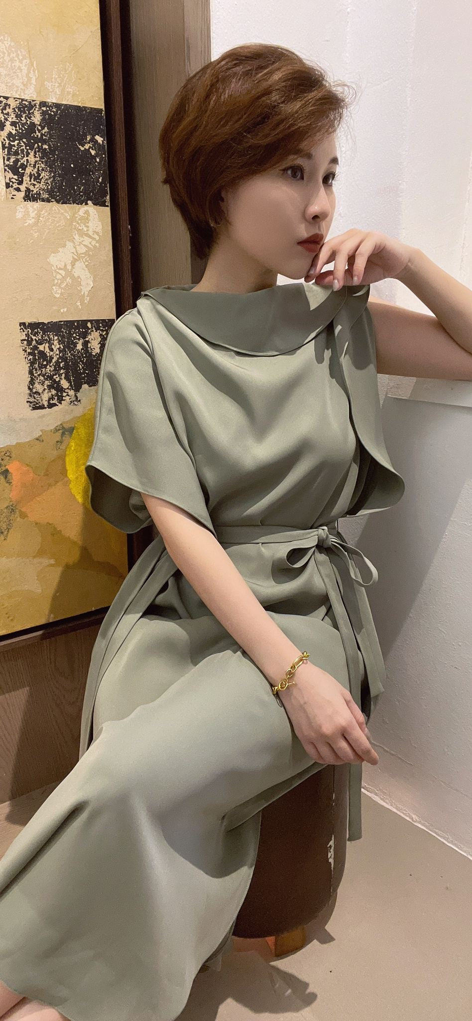 Gemma Drop Shoulder Silk Dress