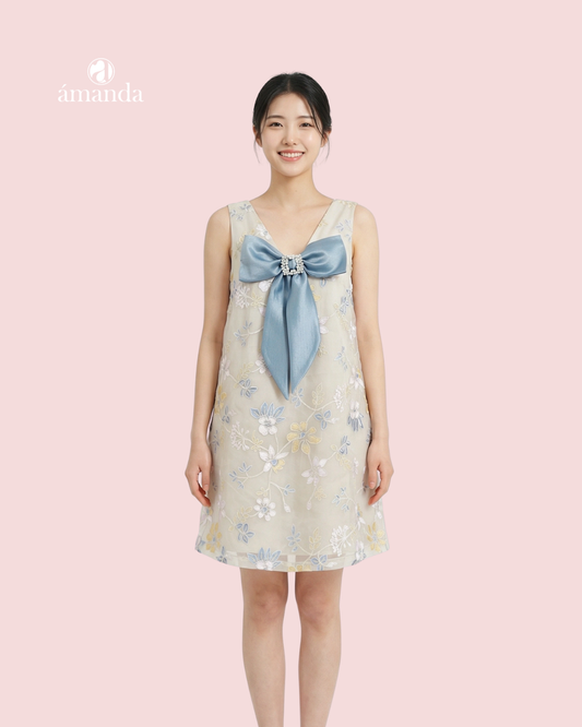 [Bespoke] Anna V Neck Front Ribbon Dress