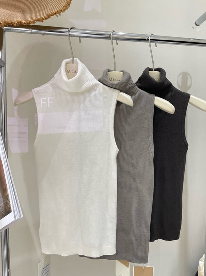 Lana Knitting High Collar Tank Top