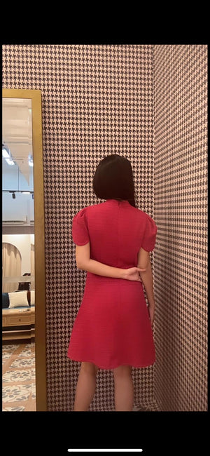 [SAMPLE] Hot Pink Tweed Mini Cheongsam