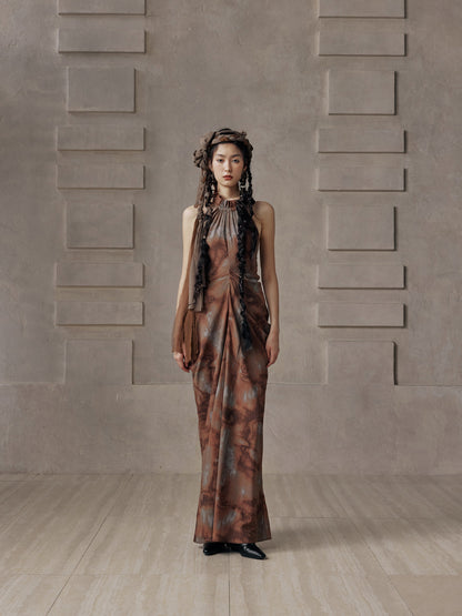 Cove Halter Neck Driped Dress