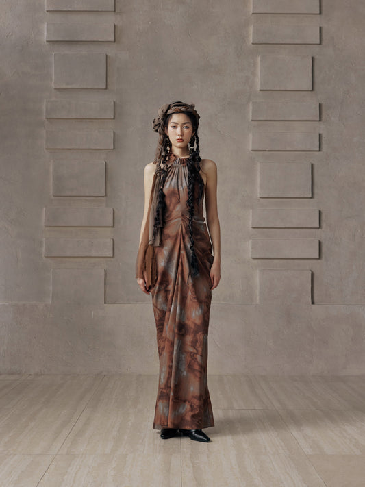 Cove Halter Neck Driped Dress